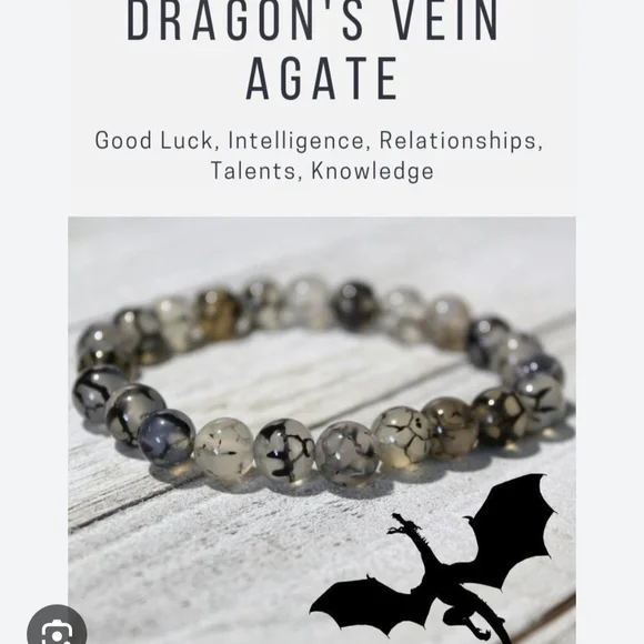 Handmade Leather Braclet With Black Dragon Vein Agate! - Picture 6 of 7